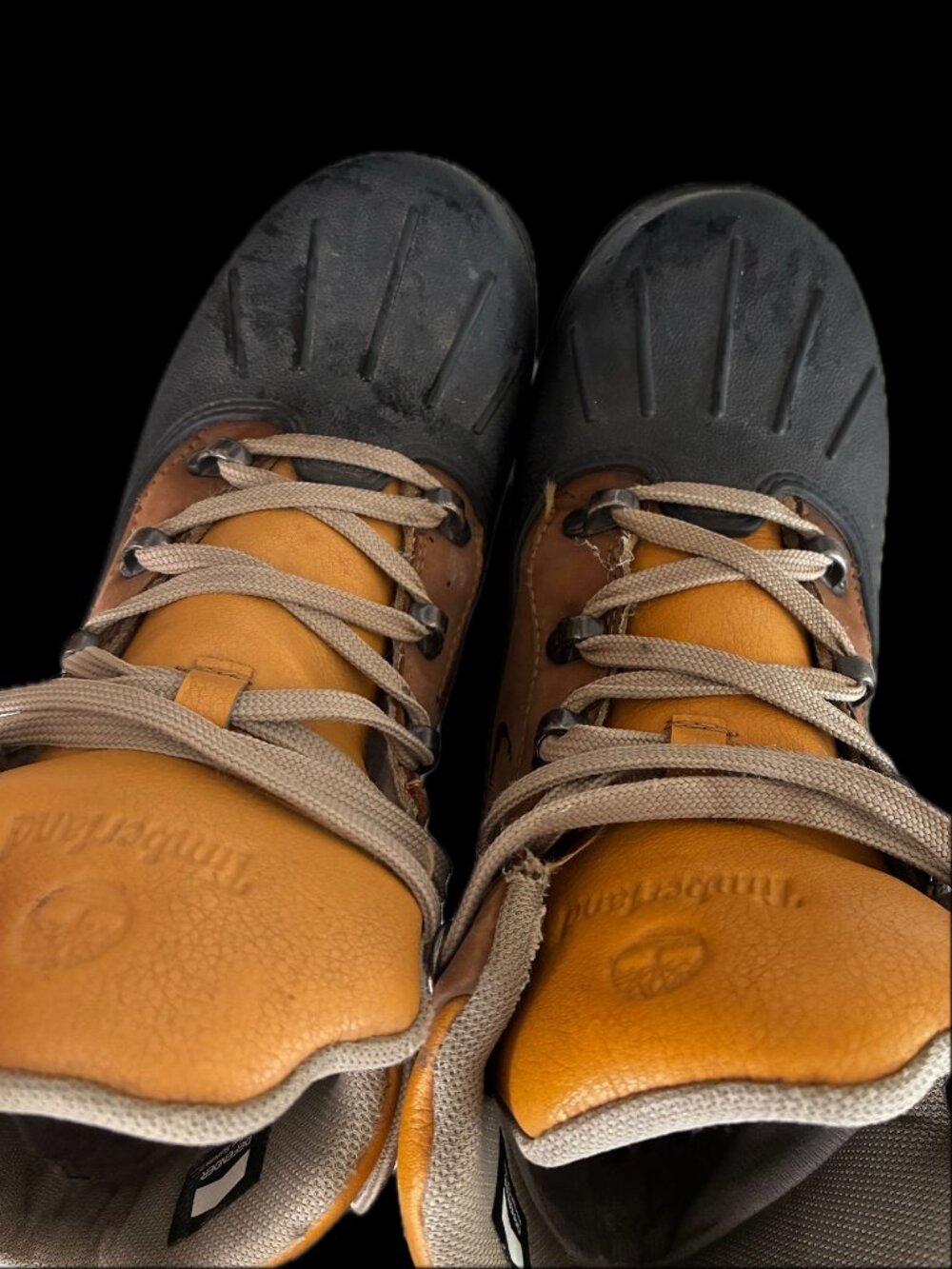 Timberland Youth Euro Hiker Shell Toe boots in tobacco brown leather and black t